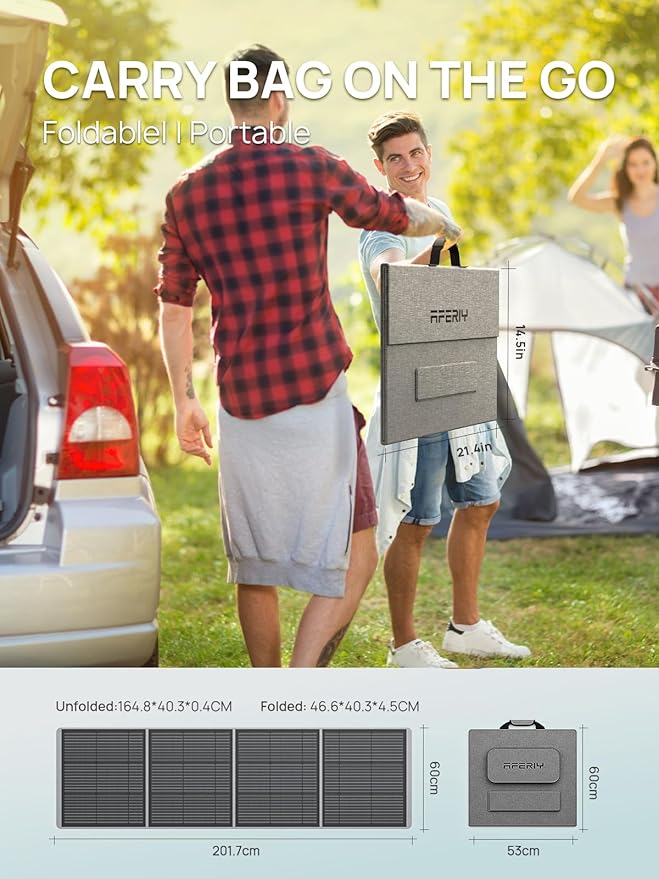AFERIY Solar Powered Generator 800W Peak/400W Rated, Portable Solar Generator Power Station with Solar Panels 100W Included, 256Wh Solar Power Bank with AC Outlet 120V for Camping, Outdoor Adventure