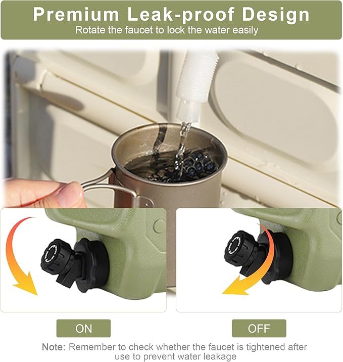 ASIEIT 3.2 Gallon Water Jug with Spigot, Portable Water Tank BPA Free, Leak-Proof Water Containers for Camping Water Storage Containers for Emergency Outdoor Hiking Picnic, Green/Black/Yellow