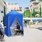 EAGLE PEAK 5x5 Instant Canopy with 4-Side Wall Panels, Small Pop up Portable Canopy Tent with Carry Bag, Light Weight Sun Shelter for Sports, Camping and Beach, Blue