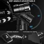 FINICO Rechargeable LED Headlamp 99000 High Lumens, 95 Hours Long Lasting Head Light with Zoomable & IPX7 Waterproof & 12 Modes & 125° Adjustable, Powerful Head Lamp for Outdoor (2 Pack)