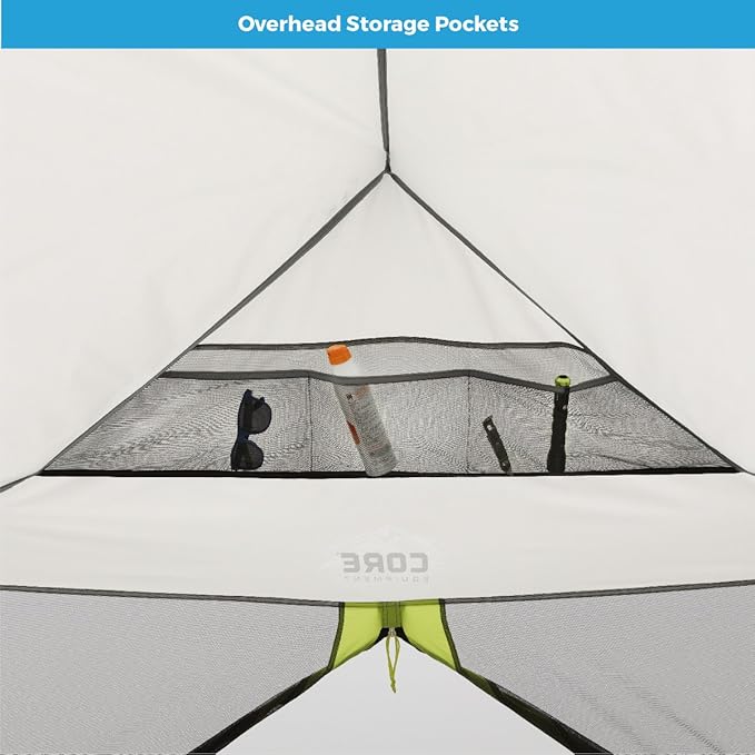 CORE 12'x10' Instant Screen House | Folding and Portable Large Pop Up Canopy Shelter with Included Carry Bag | Perfect for Family Camping, Outdoor, Picnic, Backyards, BBQ, Tailgate, Patio and Party