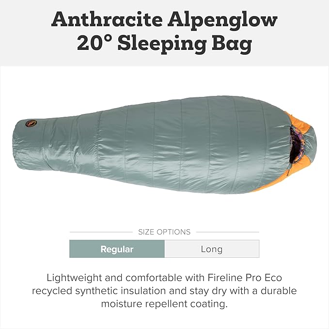 Big Agnes Anthracite - Backpacking Sleeping Bag, 3 Season, Lightweight, Compact
