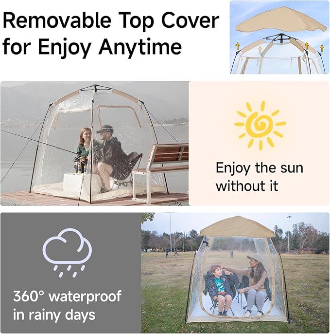 All Weather Proof Pod Sports Tent,Outdoor Weather Tent Sports Pod Pop Up Shelter with Sealed Floor,2-4 Person Clear Tent for Sport Event,Camping,Fishing 8 Sizes & Multicolor