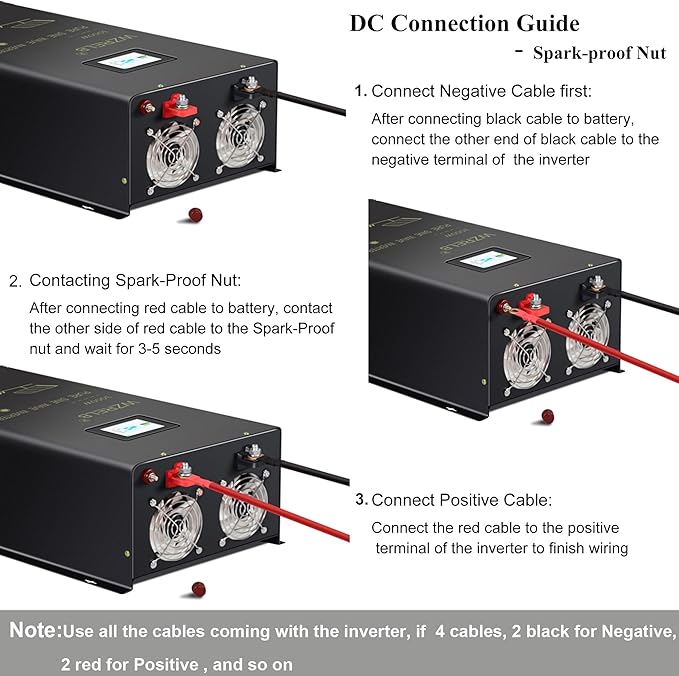 WZRELB 3000W 48V Pure Sine Wave Inverter,48 Volt DC to AC 120V 240V Split Phase Power Inverter,6KW Surge,5 AC Outlets,AC Hardwire Terminal,High Efficiency up to 91.6%,Wireless Remote, Black, SP3K48RC