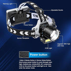 Bud K Rechargeable LED Headlamp, 1200 Lumens Super Bright Headlamp Flashlight, 8 Modes, 135° Adjustable, IPX7 Waterproof Head Lamp for Camping, Running, Climbing, Hiking