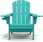 SERWALL Adirondack Chair with Cup Holders - Composite Adirondack Chairs Set of 6 HDPE Outdoor Chairs All Weather Use- Aruba