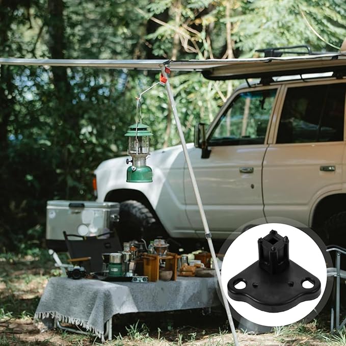 Rv Awning Bottom Bracket Foot Replacement Kit Compact Splashproof Tent Connection Base for Outdoor Camping Awning Support Stable Automatic Foot Design 2.67X2.67X1.57In