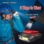 klarus HC3 2pcs Rechargeable Motion Sensor Cap Visor Light - 100 Lumens COB LED Clip on Hat Light - Headlamp Flashlight with Red Light for Fishing Running Camping Reading
