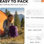 Sleeping Bag for Adults Warm Weather, Compact Lightweight Backpacking Sleeping Bag with Compression Sack, Camping Essentials Gear for Hiking Travel Climbing Outdoor & Indoor Use