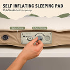 Self-Inflating Camping Sleeping Pad – 4" Wandermate Memory Foam Air Mattress for Backpacking, Car Camping & Tents, Compact and Durable