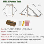 3F UL GEAR Blue Mountain 1/2Person Camping Poleless Tent, 3/4Seasons Waterproof Tent, Easy Set Up Hiking, Backpacking Silicon Coated Tent Shelter