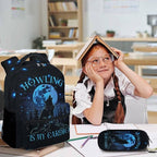 Boys Backpack, Wolf Gifts, Cool Wolf Backpacks for Kids 6-8, 17 Inch School Bag with Lunch Box, Large Capacity Student Bookbag and Pencil Case Bundle for Travel School