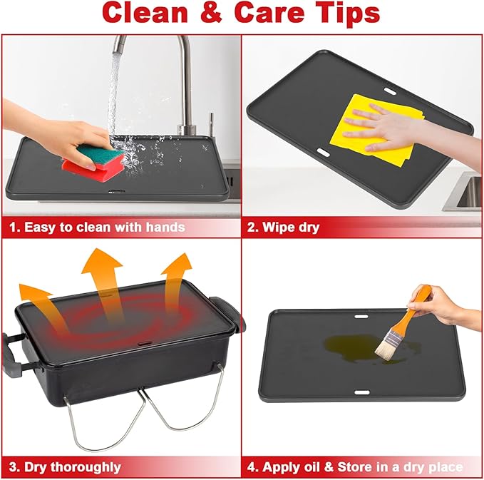 16"x10" Reversible Cast Iron Griddle for Weber Go-Anywhere Charcoal and Gas Grills, Portable Grill Griddle Plate for Indoor Stovetop/Outdoor Camping BBQ, Replacement for Weber 80631 70211 3634 67195