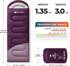 Sleeping Bag for Adults Warm Weather, Compact Lightweight Backpacking Sleeping Bag with Compression Sack, Camping Essentials Gear for Hiking Travel Climbing Outdoor & Indoor Use