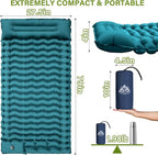 Camping Sleeping Pad, Ultralight Camping Pad with Pillow Built-in Foot Pump Inflatable Sleeping Mat Compact for Camping Backpacking Hiking Traveling-Green