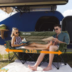 3 Person Camping Chairs Folding Double Camping Chair Portable Oversized Loveseat Padded Camp Chair Heavy Duty Camping Couch for Adults Outdoor Lawn with Two Cup Holders and Carry Bag Green