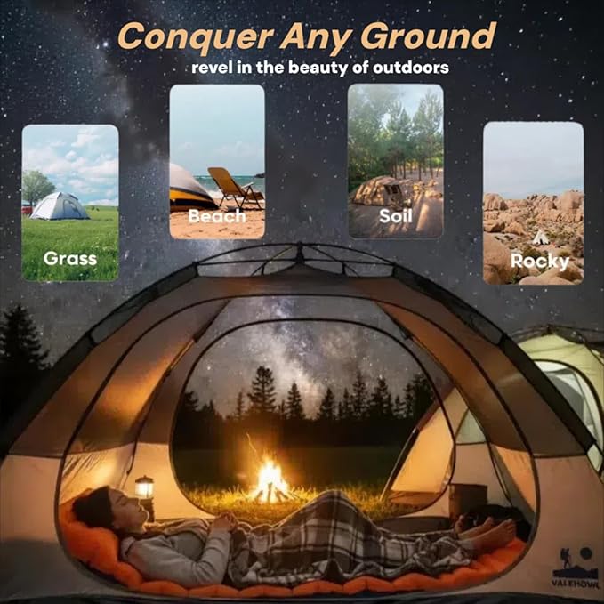 4 Inch Thick Camping Sleeping Pad with Internal Straps - R Value 4.0 for 4 Seasons, Lightweight Sleeping Mat for Hiking, Backpacking, Travel