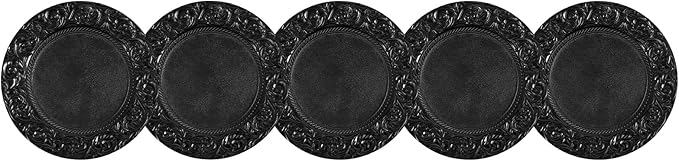 DYRABREST 150 Pcs 13 Inch Charger Plates, Bulk PP Wedding Chargers with Floral Reef Design Decorative Round Ruffled Rim Dinner Plates for Wedding Party Event Table Setting Decoration