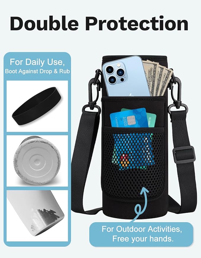 BENZZO 40 oz Water Bottle with Straw - Insulated Water Flask with Straw & Auto Spout Lid, Paracord Handle & Carrying Case, Keep Cold 48H Hot 24H Metal Water Hydro for Hiking Running