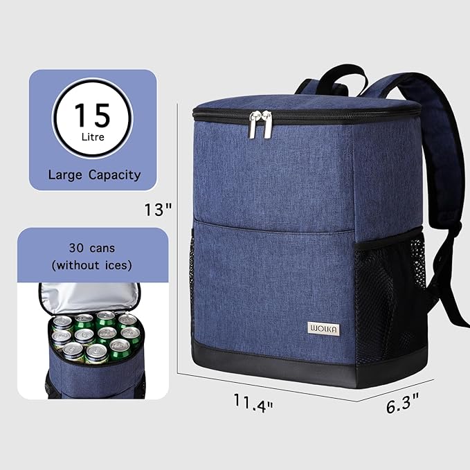Insulated Cooler Backpack Outdoor - Leak Proof Backpack Cooler 30 Cans, Waterproof Lightweight Cooler Bag for 12h Hot/Cold Retention - Soft Cooler for Travel, Camping, Beach, Lunch