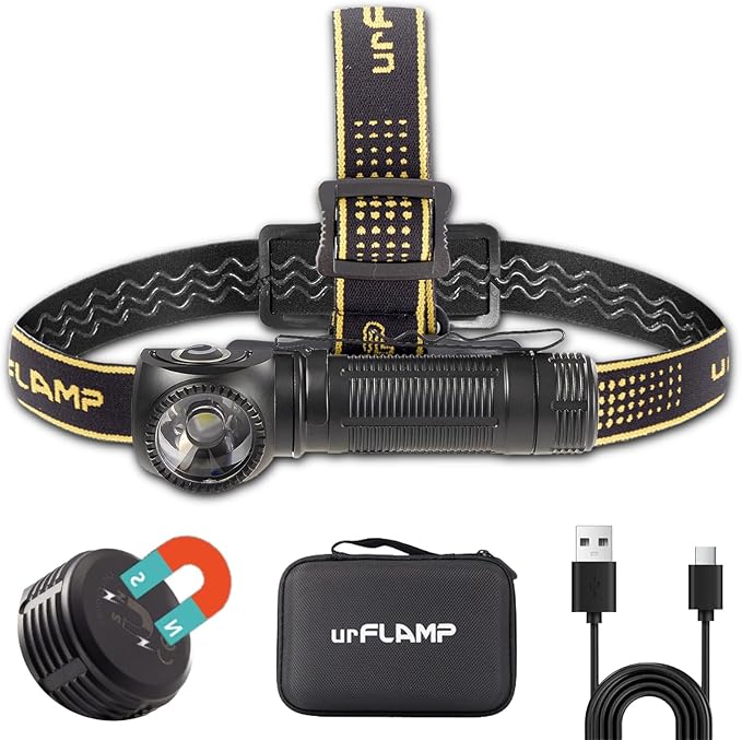 C6 2000 Lumens Rechargeable Headlamp, 3800mAh Proximity Sensor Headlamp & Right-Angle LED Flashlight, Magnetic Base, TIR Lens, IP68 Waterproof, Hands-Free Sensing Control