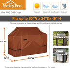 NettyPro Grill Cover for Outdoor Grill 60 inch Waterproof Heavy Duty Gas BBQ Cover for Outside Weber, Char-Broil, Brinkmann, Jenn Air, Nexgrill 3-4 Burners Barbecue, Brown