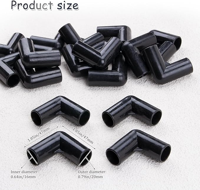 ZORZA 20Pcs 90° Corner Tent Connector 2 Way Plastic Canopy Parts and Accessories with 0.63" ID Essential Tent Frame Replacement Parts for Enhanced Stability