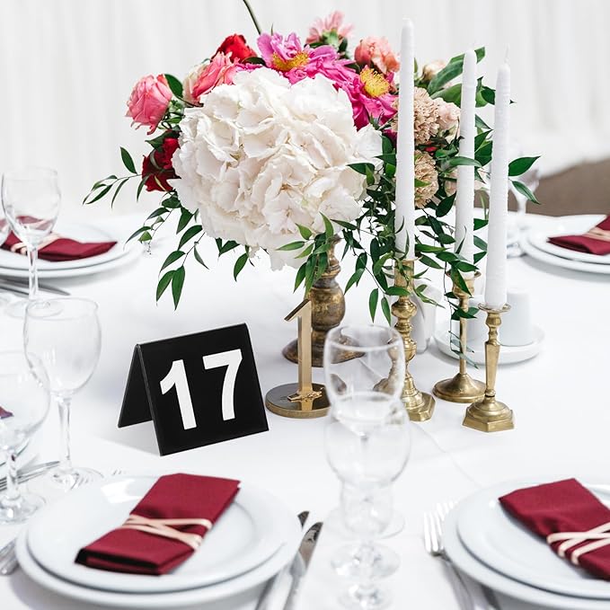 25 Pcs Acrylic Double Sided Table Numbers 1-25, Tent Style Table Tents for Restaurant Wedding Party Banquets Reception Events, Black, 2.48 x 2.17 Inches