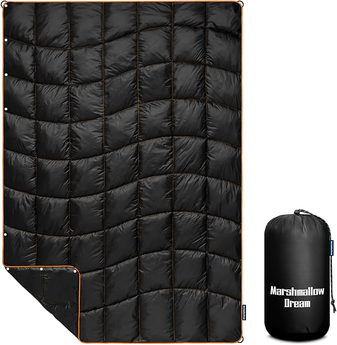Camping Blanket, Packable Puffy Blanket Down Alternative Blanket Lightweight Windproof Water Resistant for Outdoors,Hiking, Backpacking,Beach,Car,Picnic,Stadium 39x55in