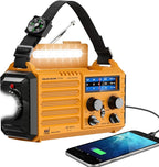 Emergency Radio with NOAA Weather Alert, 5000mAh Solar Hand Crank Portable AM/FM Shortwave Radio, Rechargeable Battery Powered, USB Charger, Flashlight, SOS Alarm for Home Outdoor Survival