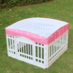 Dog Playpen Mesh Top Cover for 36" Inch Pet Playpen with 4 Panels,[ Note: Playpen Not Included] Dog Crate Cover Pet Tent Puppy Play Pen Cover, Ideal for Indoor/Outdoor Use. (Pink)
