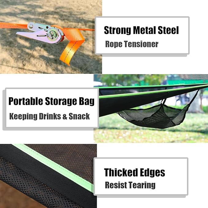 Triangle Hammock Multi Person 3 Point Tree Hammock, 13Ft Extra Large Sky Camping Hammock with 3 Ratchets/Straps/Net Pockets/Carabiners and Storage Bags, Max 300lbs for up to 1-3 Adults/Kids,Family
