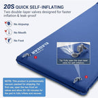 Elegear CumbreX™ Self Inflating Sleeping Pad, 3.15" Ultra-Thick Memory Foam Camping Pad with Pillow Fast Inflating in 20s Insulated Camping Mattress Pad 4-Season Camp Sleeping Mat for Camp/Travel/Tent