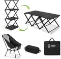 Camping Table and Chairs Set, 2-in-1 Aluminum Folding Table with 3-Tier Storage Rack, Heavy Duty Portable Camp Kitchen for Outdoor, Camping, Hiking, Beach