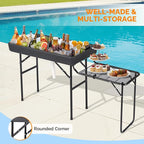 VINGLI Ice Table with Side Table, Portasble Cooler Table with Removable Skirt, Patio Table, Indoor & Outdoor Bar for Events, Parties and Camping Black