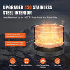 VEVOR Smokeless Fire Pit Stove Bonfire, H: 15.4 in x Dia: 19.3 in,Wood Burning Fireplaces with Removable Ash Pan, SUS430 Stainless Steel Inner Portable Outdoor Firepit, for Outdoor Patio Camping