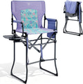 EVER ADVANCED Portable 30.7" Seat Height Tall Folding Camping Chair Directors Chair High Foldable Bar Stool with Side Table for Makeup Artist, Sports Event, Craft Show, Supports 350LBS