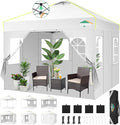 COBIZI 10x10 Pop Up Canopy Tent with 4 Removable Sidewalls, One Push Party Tent Outdoor Waterproof Event Canopy with Air Vent for Parties Commercial Wedding, 3 Height, Carry Bag, Sandbag, White