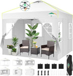 COBIZI 10x10 Pop Up Canopy Tent with 4 Removable Sidewalls, One Push Party Tent Outdoor Waterproof Event Canopy with Air Vent for Parties Commercial Wedding, 3 Height, Carry Bag, Sandbag, White