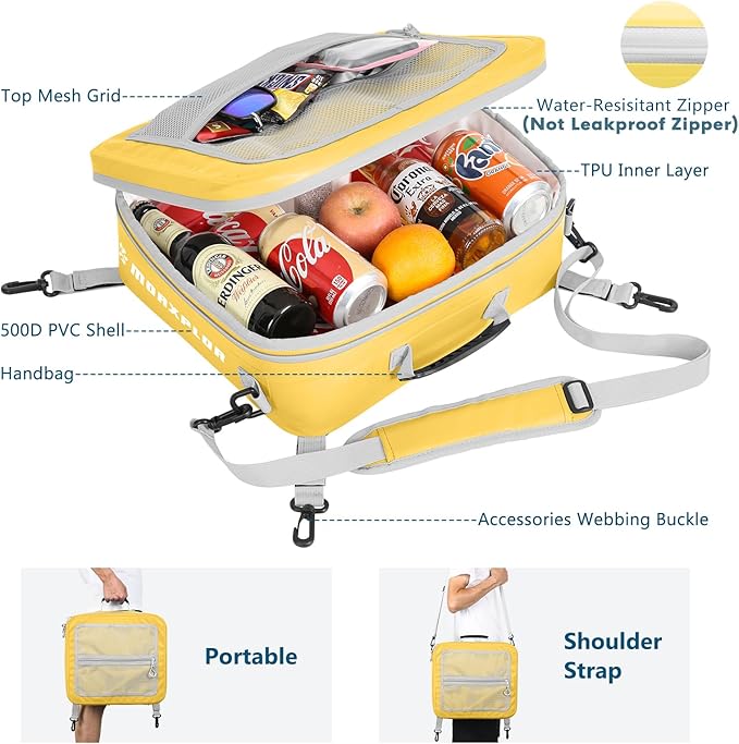 Waterproof PVC Paddleboard Cooler Deck Bag - 12 Can Soft Insulated Cooler for Paddleboarding, Camping, Kayaking