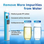 Üν Gravity Water Filter Straw with 2 Gallon Bag and LED Display, Portable Survival Water Purifier for Travel, Backpacking and Emergency, Compact Gravity Water Filtration System for Outdoor Adventures