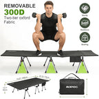 75" Camping Cot, Heavy Duty 330lbs Capacity, Adjustable Height with Leg Extenders, Lightweight Aluminum Frame Portable Folding Bed for Camping,Travel, Beach, Office Nap