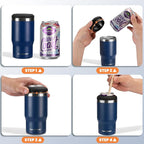 HAUSHOF 12 oz Can Cooler, 4 in 1 Insulated Stainless Steel Can Insulator, Fits for 12 oz Standard Can|12 oz Slim Can|12 oz Beer Bottle, Perfect for Camping, Beach, Picnic