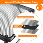 4 ft Folding Table with Metal Mesh Desktop, Grill Table Camping Table with Carry Handle,Adjustable Height (16.5" & 26"), Outdoor Table for Camp, Cooking, BBQ, RV, Picnic,Fits 4–8 People,Black