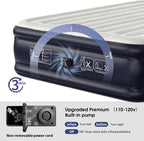 Air Mattress Queen with Built-in Pump,18'' Inflatable Mattress of Vertical Beams,Self Inflatable/Deflation Blow Up Mattress in 3 Mins,Colchones Inflables with Carry Bag for Home&Guests