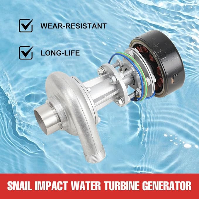 110V-220V 1000W Micro Hydroelectric Generator Water Turbine Generator Portable Mini Hydro Power Station with Bearing Micro Hydro Turbine for Outdoor Computer TV Lighting Family Camping