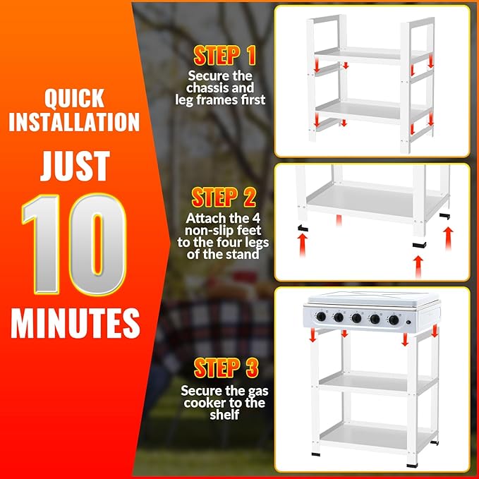5 Burner Propane Gas Stove,400000BTU Portable Gas Stove with Support Leg Stand and Wind Blocking Cover Adapter Auto Ignition Camping Stove,propane burner for RV, Apartment, Outdoor Cooking