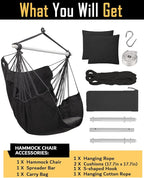 ADVOKAIR Hammock Chair Swing, Heavy-Duty Hanging Rope Swing Seat Supports 500 Lbs, Ideal for Outdoor Patio, Backyard, Porch, Deck & Indoor Bedroom Use