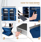 EAGLE PEAK Double Folding Camping Table with Storage Organizer and Side Pockets, Portable Outdoor Portable Camping Table for BBQ, Picnic and Tailgating, Carry Bag Included, Blue