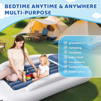 Inflatable Toddler Travel Bed - 60 Inches Portable Toddler Bed for Travel with Safety Sides - Cozy Kids Air Mattress Set with Built-in Electric Pump & Carry Case- Easy to Inflate - Sea Blue